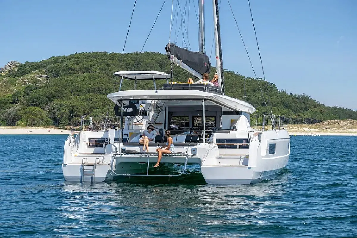 Lagoon 43's aft lounge area