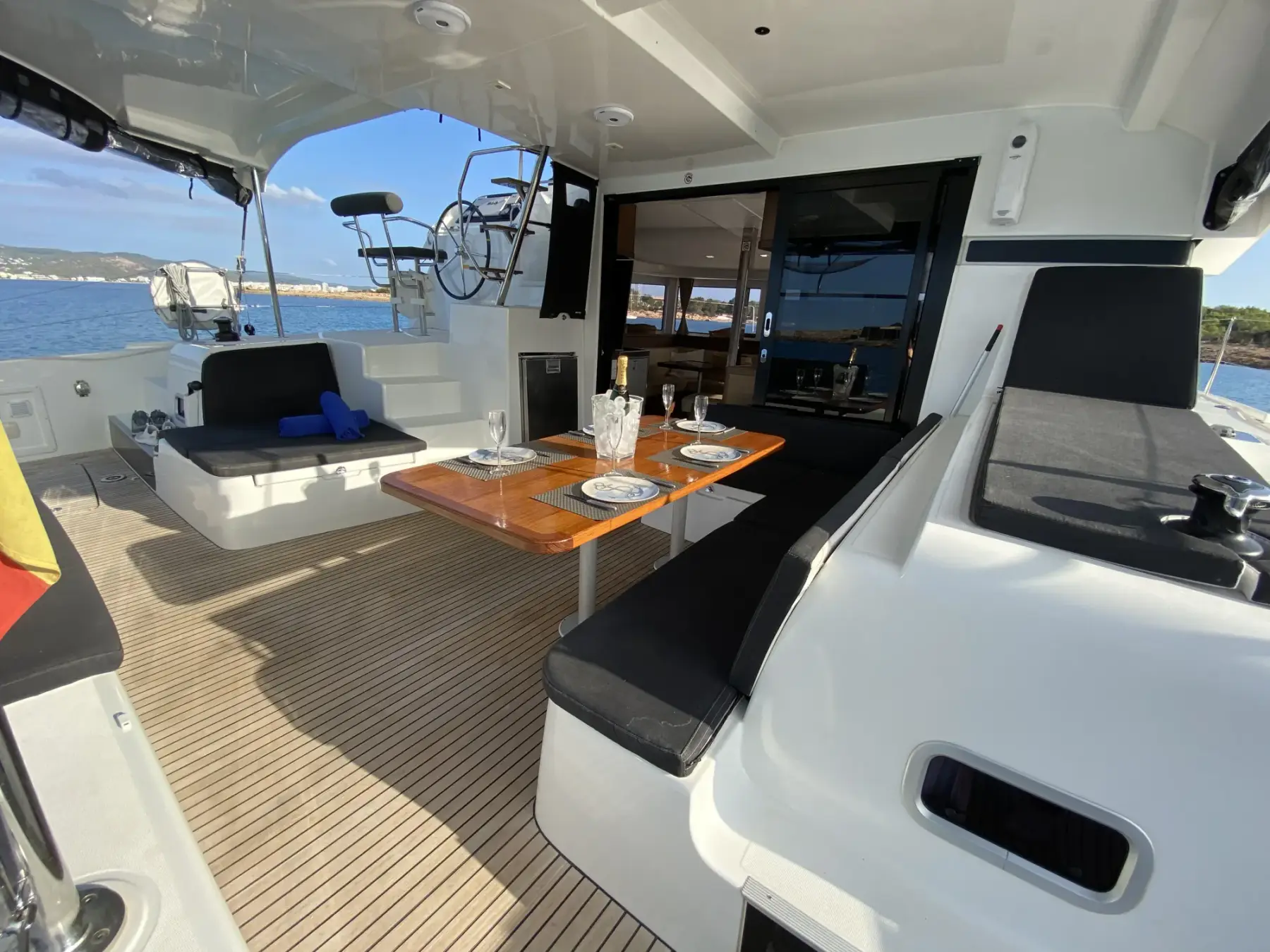 Pascal's cockpit, helm and alfresco dining table